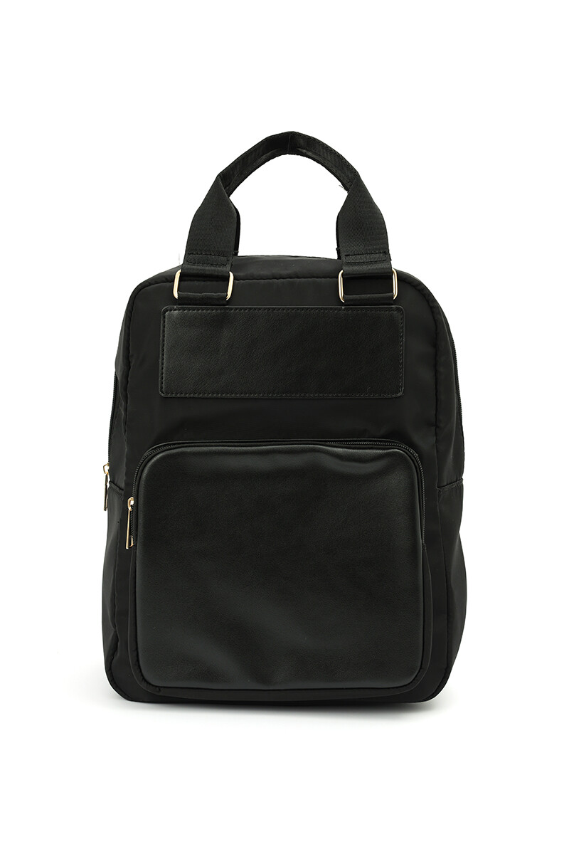 Mochila de nylon y PU Negro