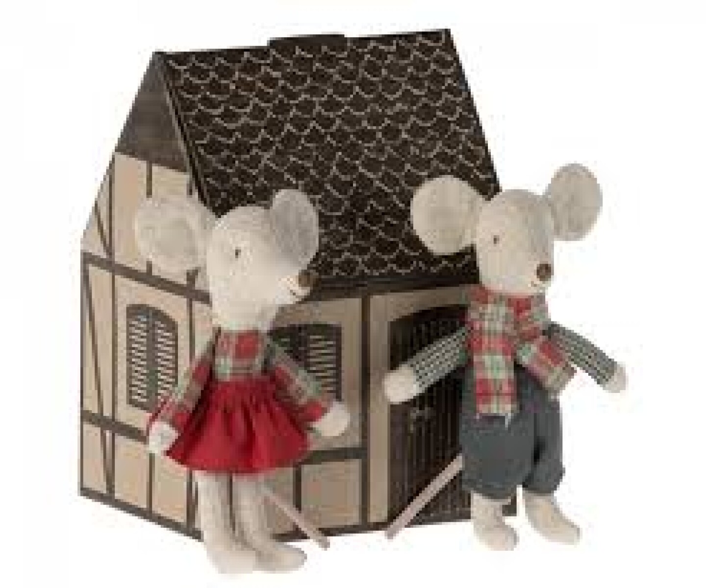 CASA DE CARTON MINI CON DOS RATONES 