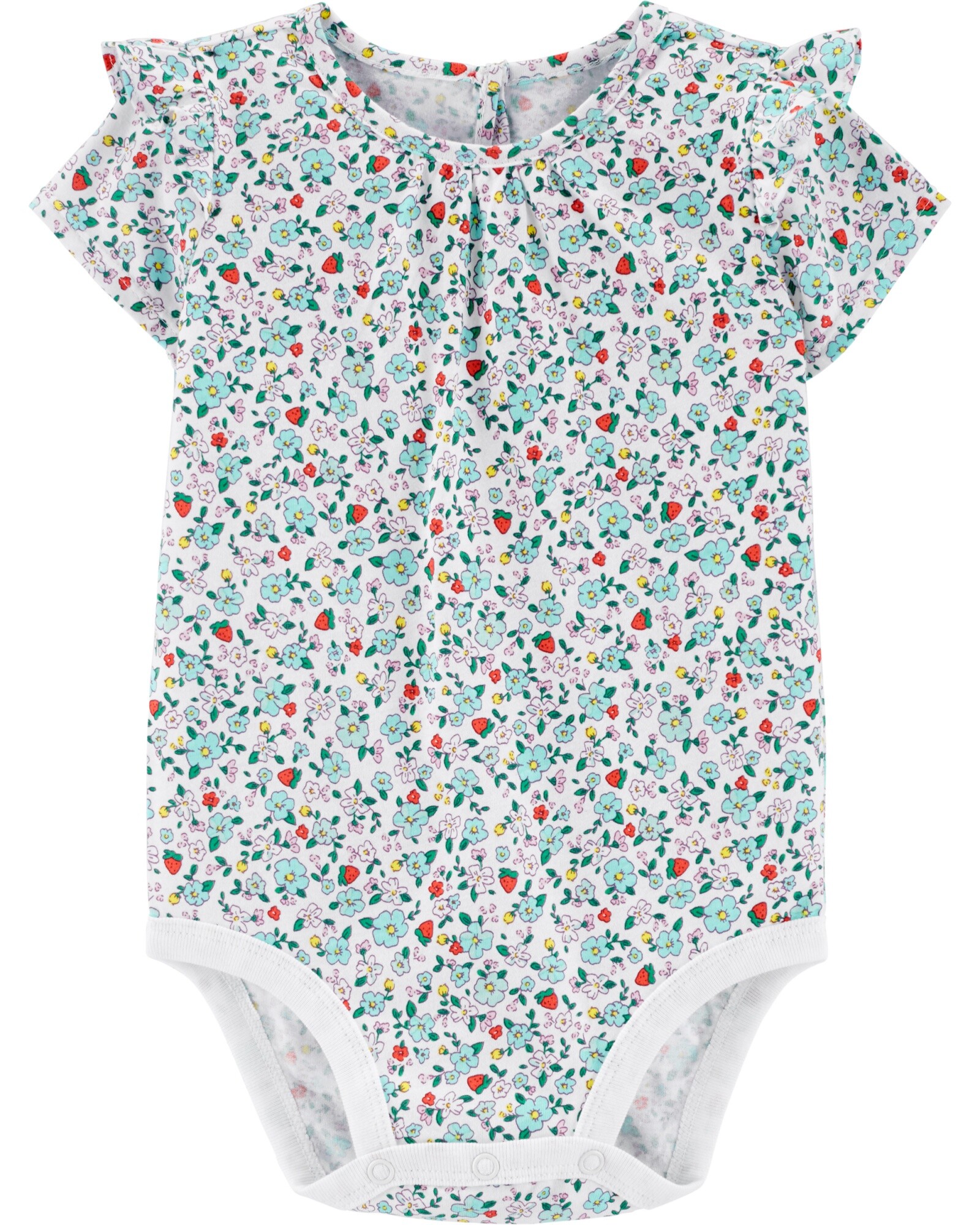 Body de algodón, manga corta, diseño floral Sin color