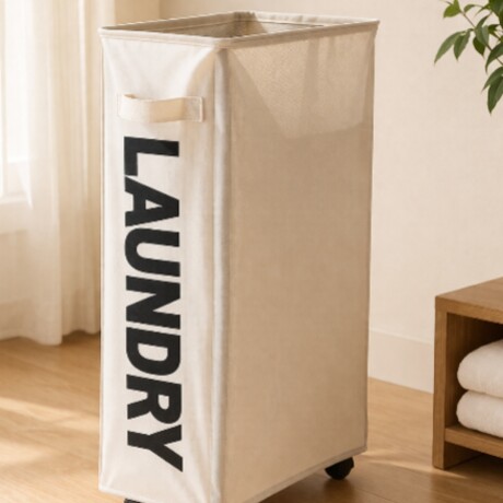 CESTO LAUNDRY CON RUEDAS BEIGE