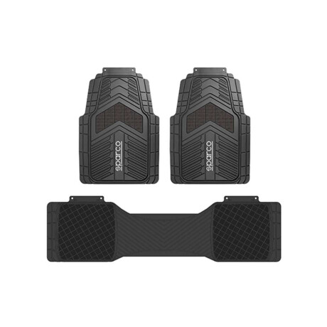 Juego De Alfombras De Tres Piezas Sparco Color Gris Carbon