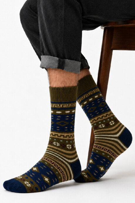 Media Bariloche para hombre Azul y verde