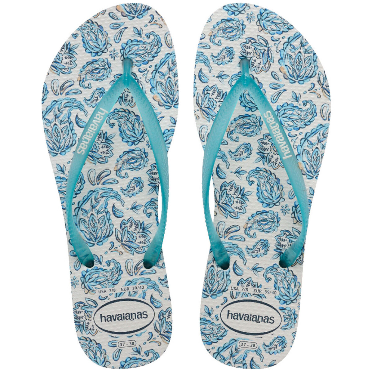 Sandalias de Mujer Havaianas Slim Daydream - Blanco - Celeste 