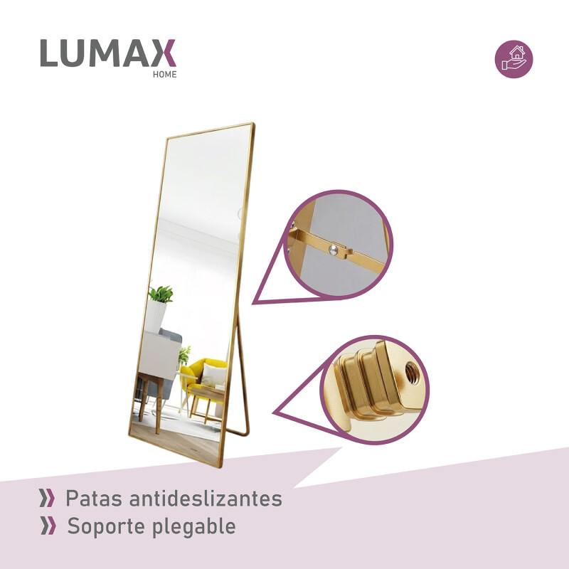 Espejo De Pie Lumax Rox Marco Rectangular 80 x 180cm Dorado