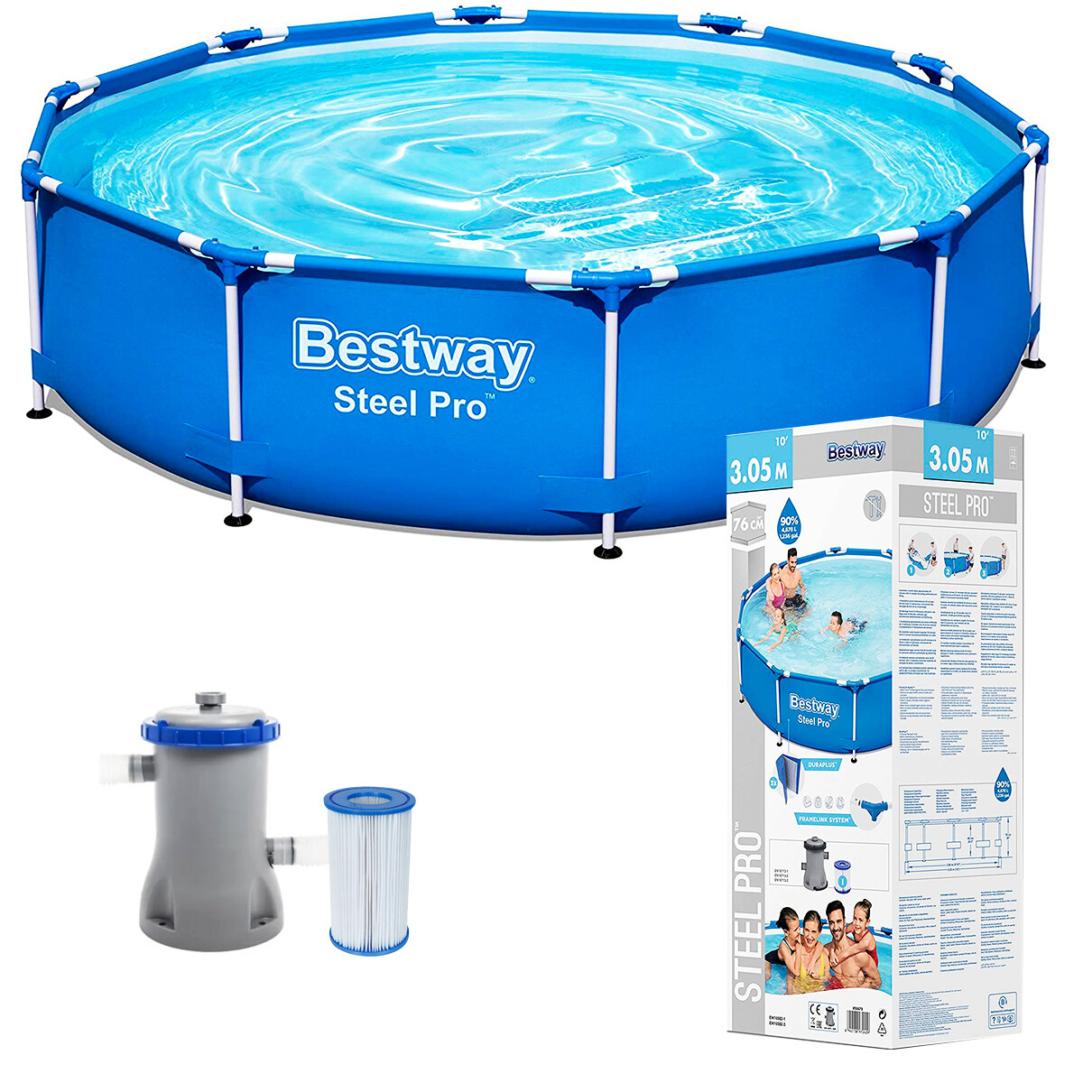 Piscina Bestway Estructural 4678 L 305x76cm + Bomba - Azul 
