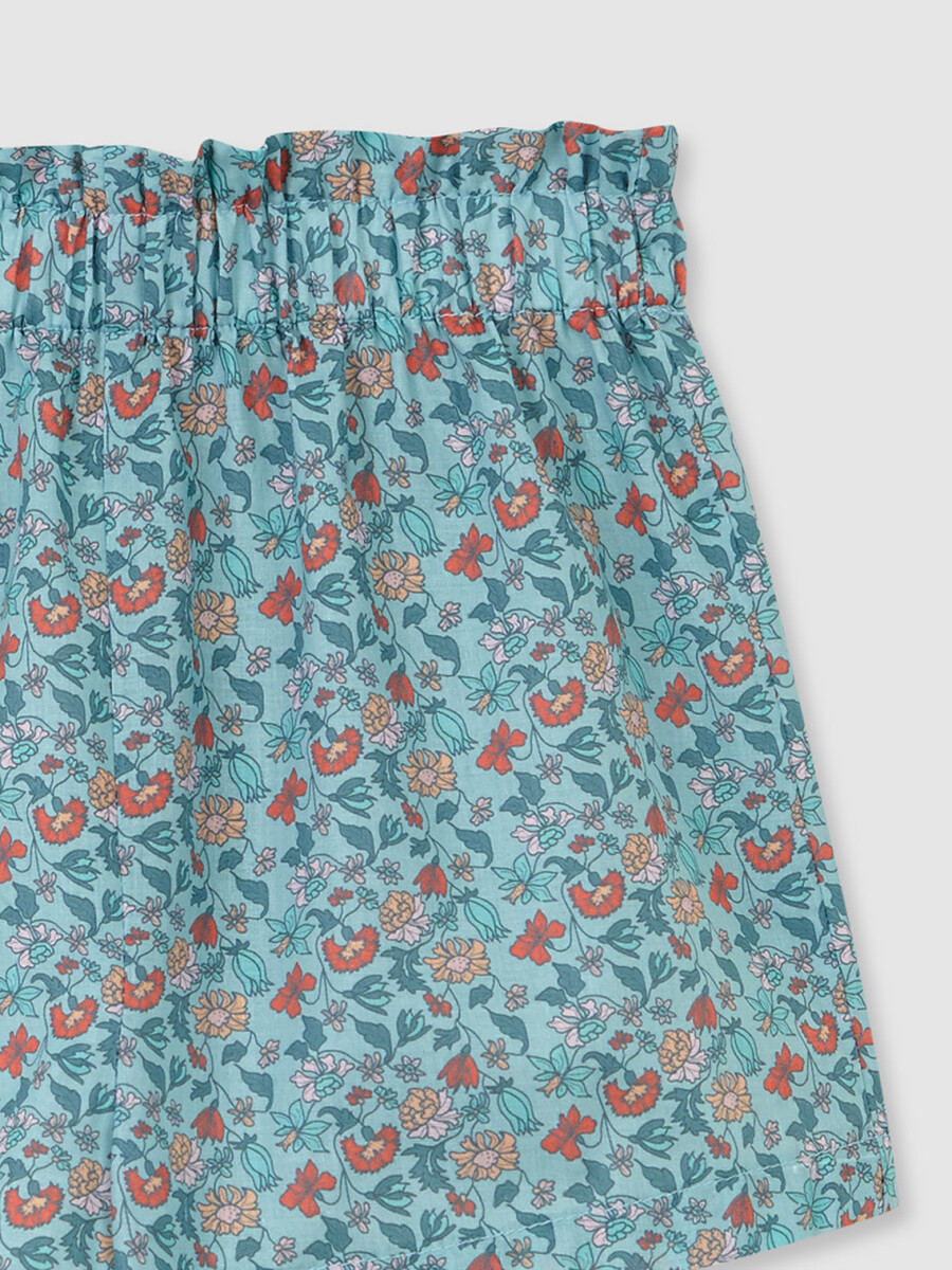 Pantalones De Flores Azul Claro