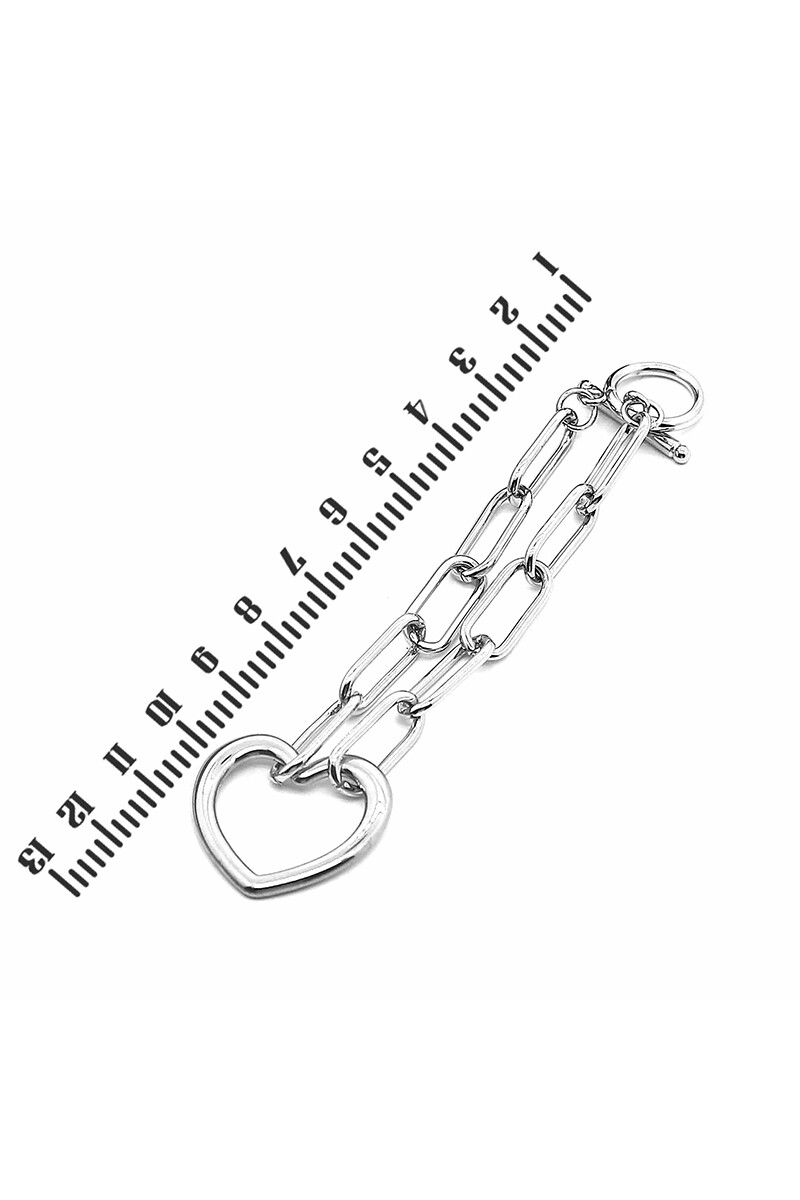 Pulsera con Cadena y Corazon plateado