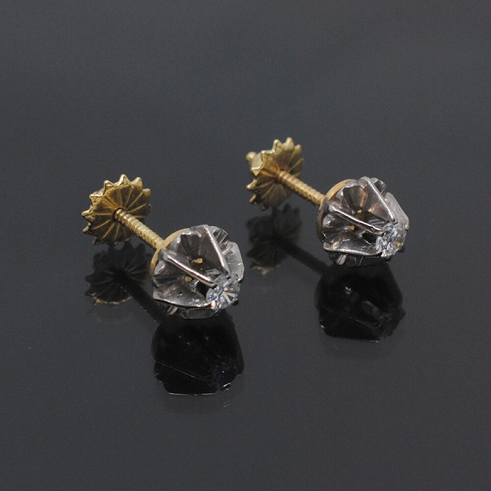Caravanas Antiguas En Oro 18 Y Brillantes Caravanas Antiguas En Oro 18 Y Brillantes