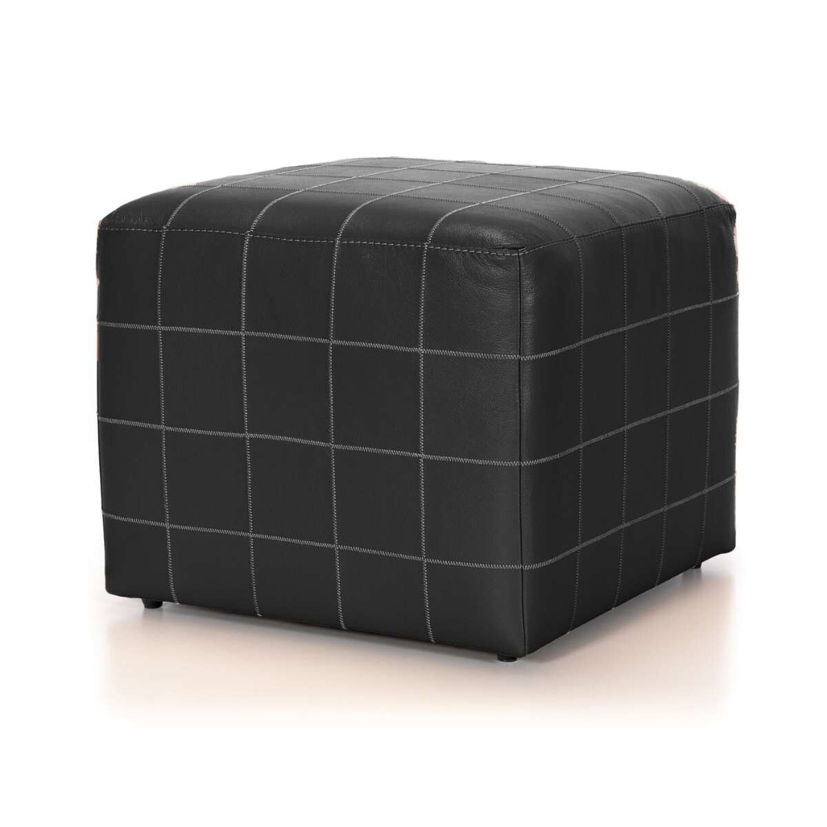 Puff Cubo - Cuero Básico - Negro - (Preventa) 
