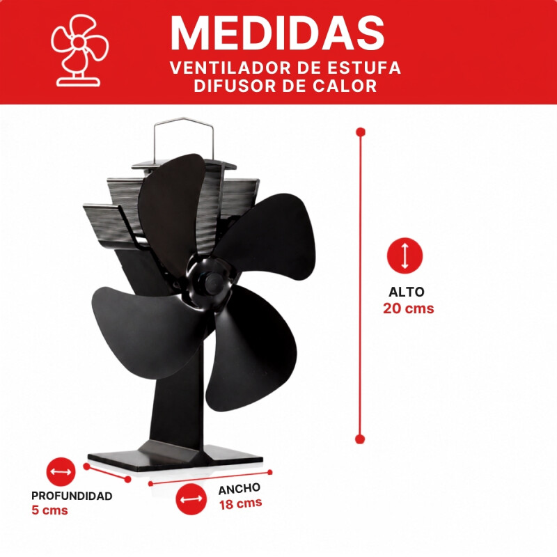 Ventilador de estufa difusor de calor NEGRO