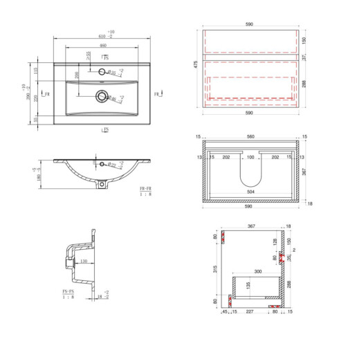 Mobiliario Baño Blanco Con Bacha 61X39.5X50 BLANCO