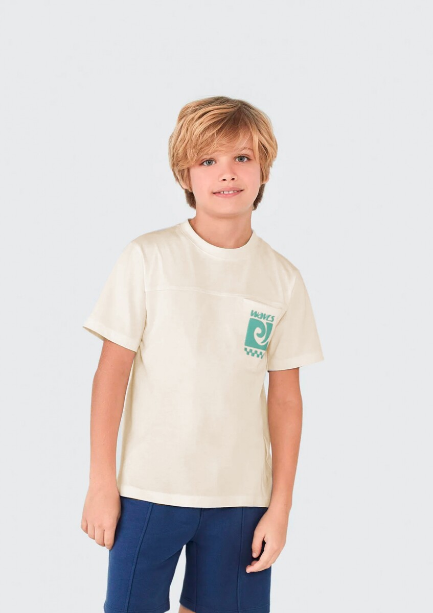 CAMISETA INFANTIL CON ESTAMPA MODELO OVERSIZE - BEIGE 