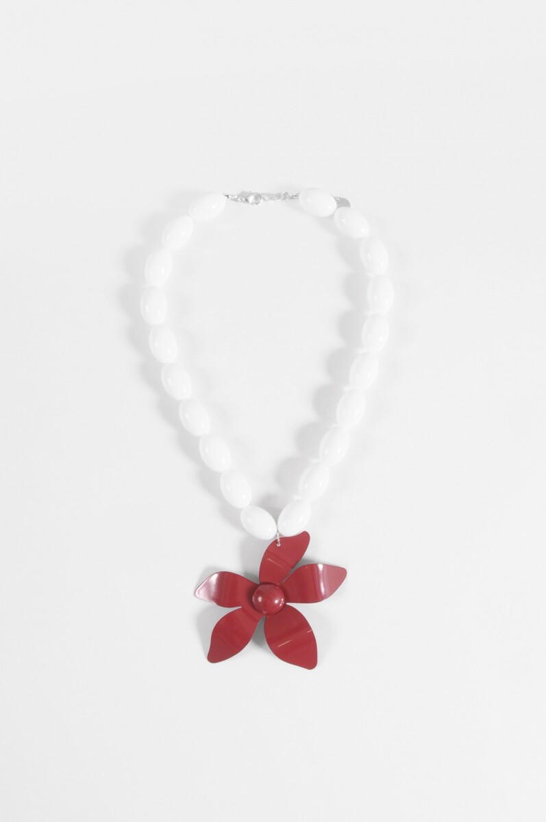 Collar flor acrílico - bordo 