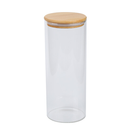 Recipiente vidrio tapa de madera 100*250mm N/a