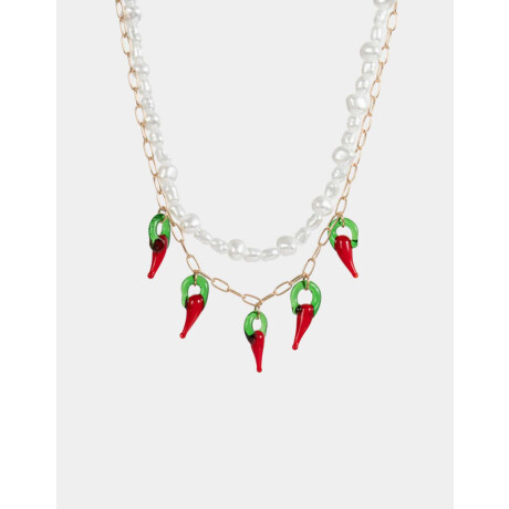 Collar Corto Con Perlas Dorado