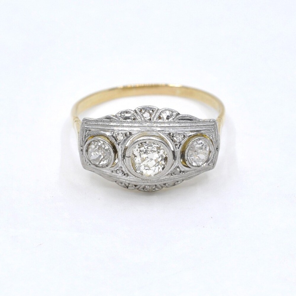 Anillo Oro 18K De 2 Tonos, Brillantes Y Diamantes Anillo Oro 18K De 2 Tonos, Brillantes Y Diamantes