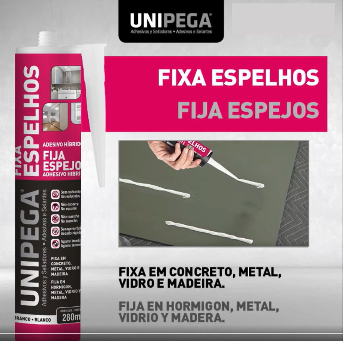 ADHESIVO UNIPEGA ESPEJOS 280ML Adhesivo Unipega Espejos 280ml