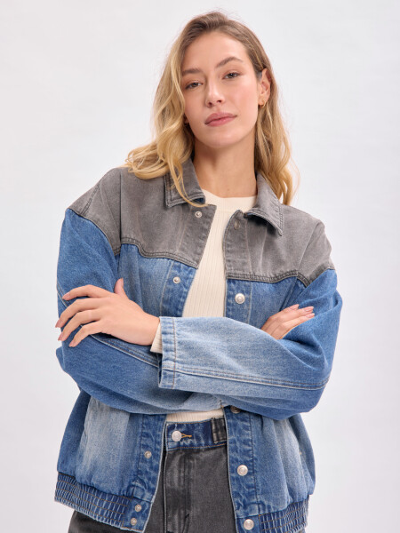 Campera jean bomber Negro