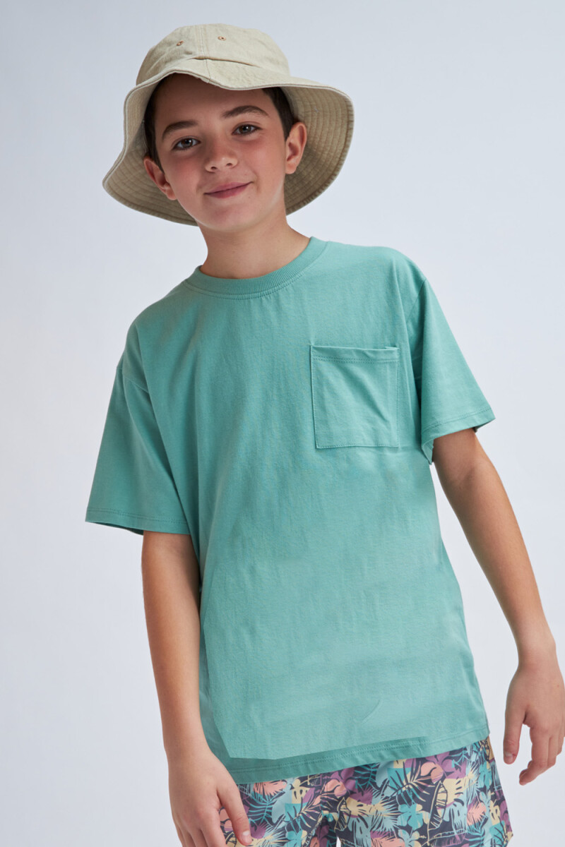 Remera manga corta con bolsillo Verde