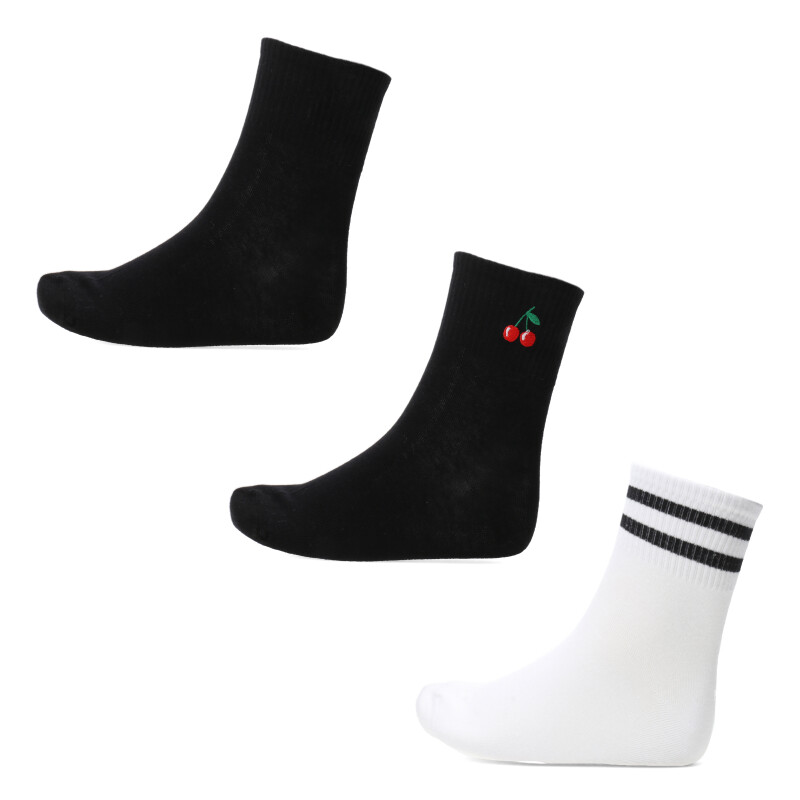 Medias de Mujer Miss Carol pack x3 raya Blanco - Negro