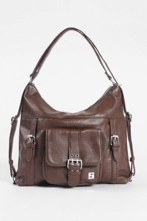 Hobo mochila con hebilla marrón