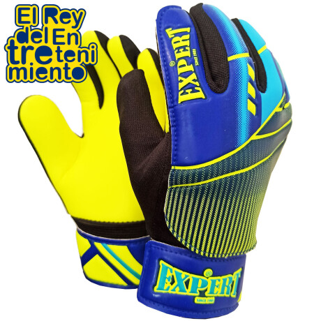 Guante Golero Expert Niño Profesional Arquero Fútbol Azul/Amarillo