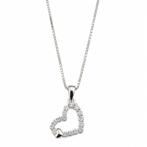 Cadena y colgante corazón con zirconias Cadena y colgante corazón con zirconias