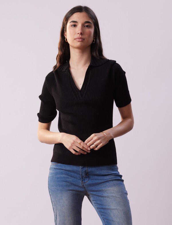Blusa Ribs Tejida NEGRO