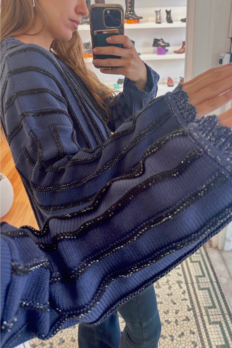 Sweater Mango - Azul / Negro 