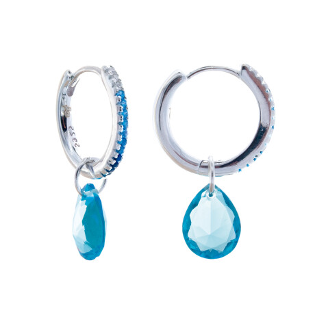 Par de aros de plata 925 con circonias. Par de aros de plata 925 con circonias.