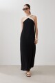 Maxi vestido escote halter bicolor negro