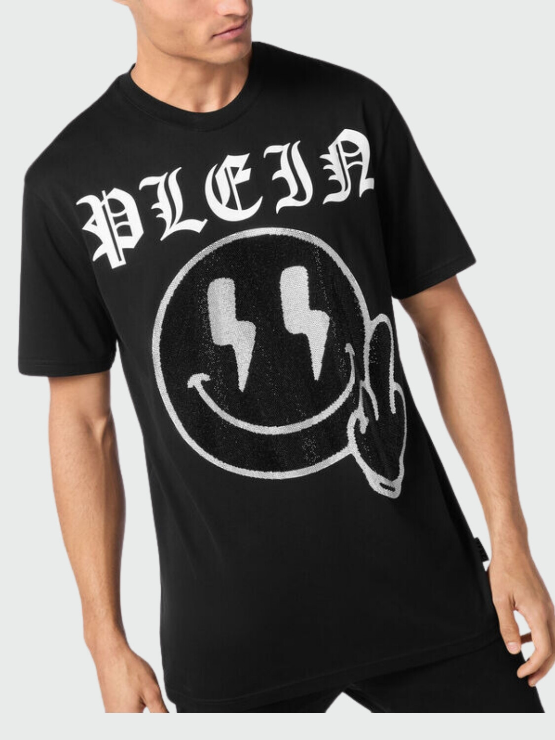 PHILIPP PLEIN - camiseta negra Smile con strass Negro