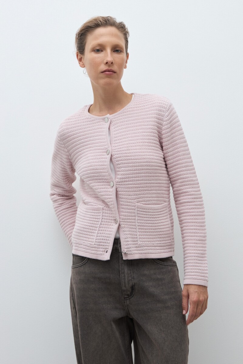 Chaqueta tejida botones metálicos rosa