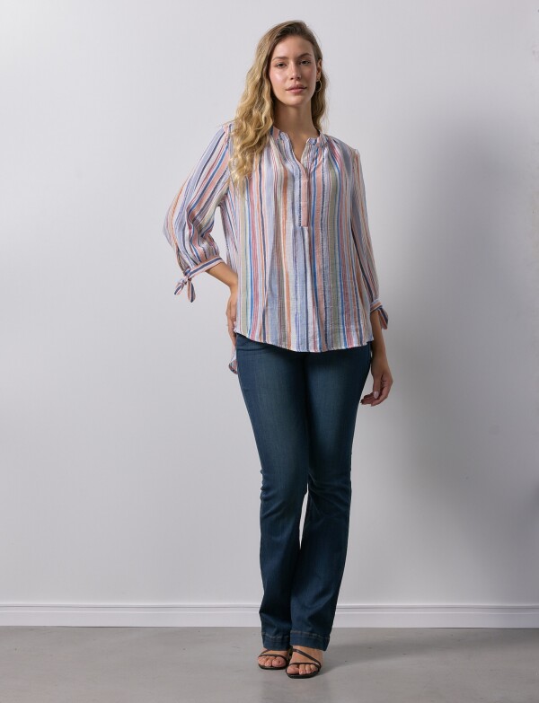 Blusa Lineas Mga Nudos MULTI/AZUL