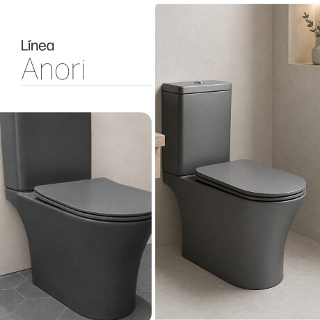 SANITARIO INODORO CON MOCHILA ANORI GAMAS DE GRIS LOZA BAÑO GAMAS DE GRIS