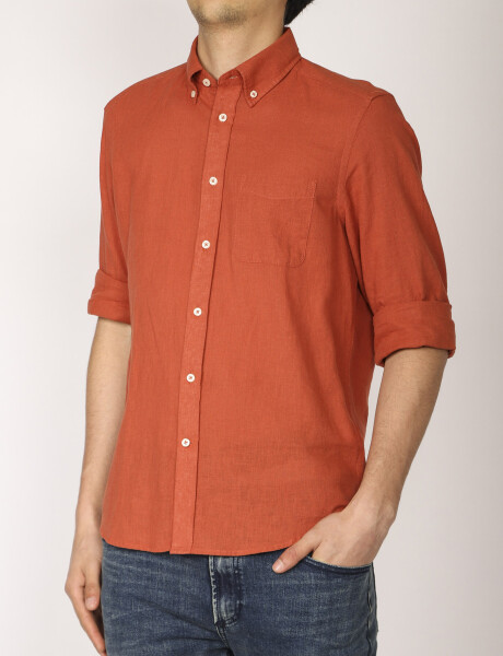 Camisa De Lino Harrington Label Naranja