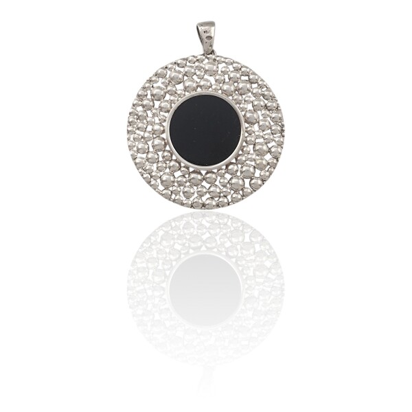 Dije Colgante Circulo-Plata 925-Piedra Onix-CP4580 Conpiedra