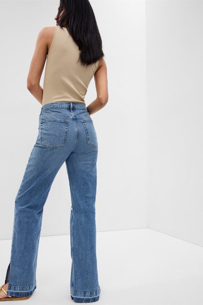 Jean 90S Loose Tiro Medio Mujer Medium Vintage Destroy