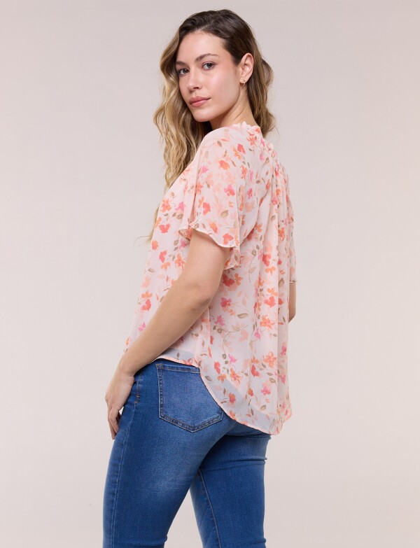 Blusa Flores Acuareladas CORAL/MULTI