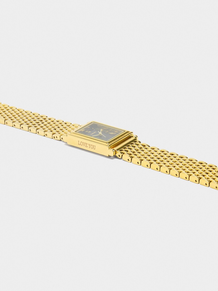 Reloj Cuadrado Con Pulsera De Acero Inoxidable dorado