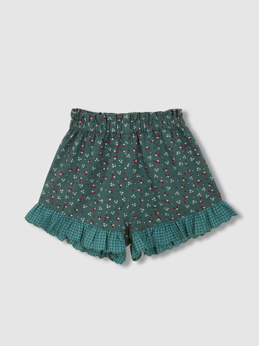 Pantalon Corto De Flores Verde