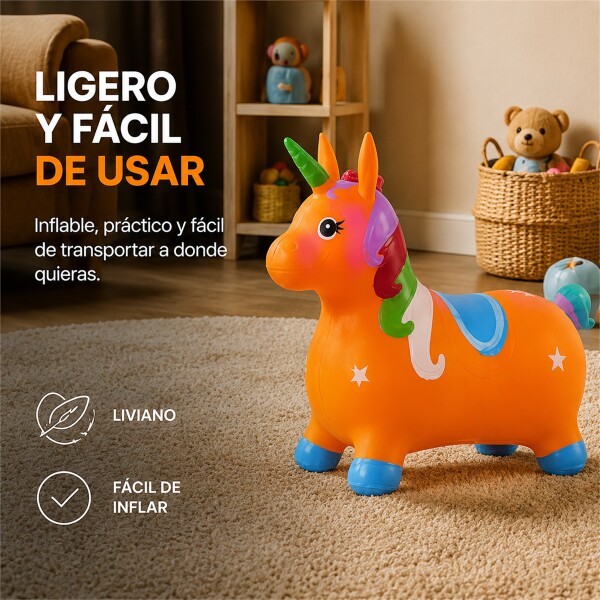 Unicornio Saltarín Inflable Infantil 58 x 55 cm Naranja