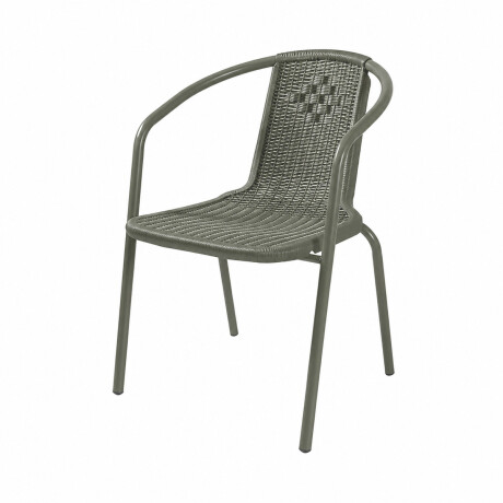 Silla de plastico con posabrazos imita rattan Silla de plastico con posabrazos imita rattan
