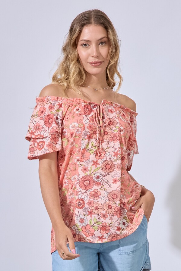 Blusa Flowers CORAL/MULTI