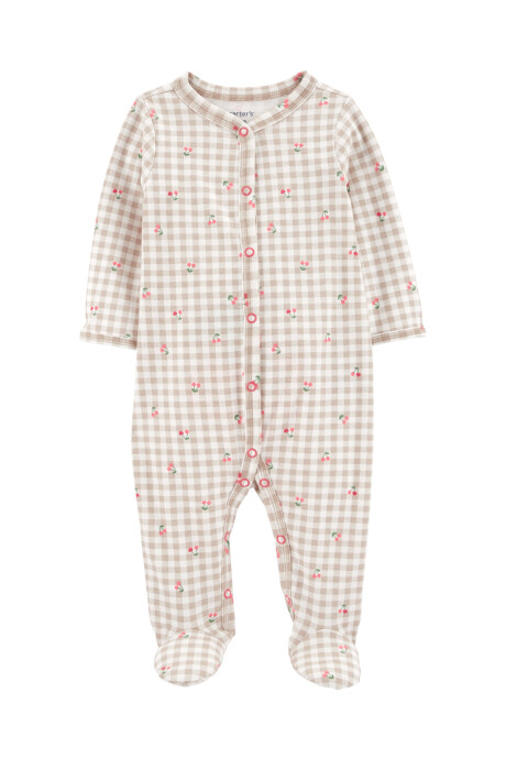 Pijama de algodón con pie estampado cerezas Sin color