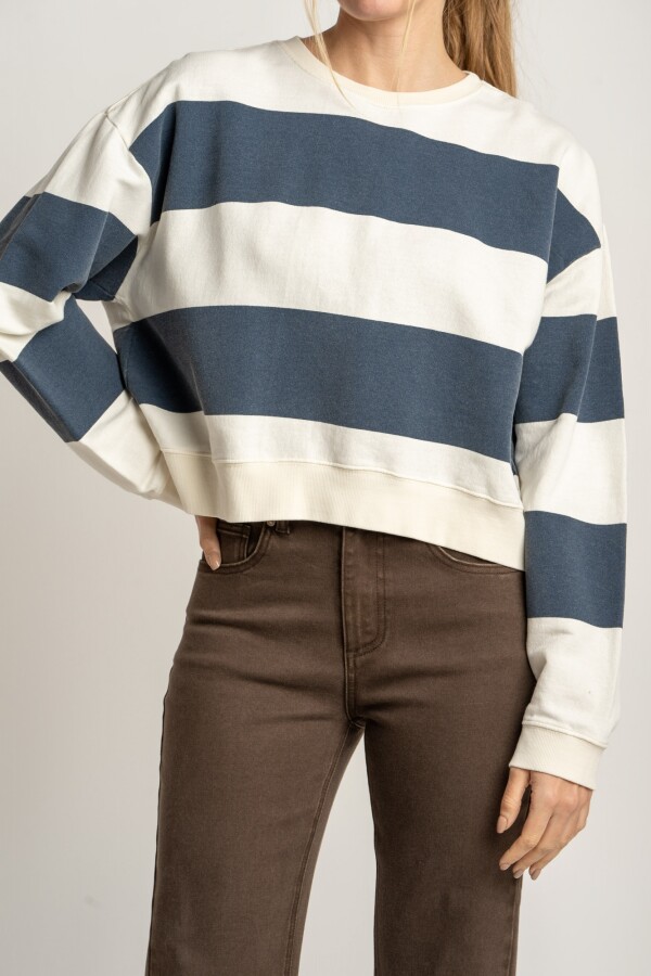 Sweater Algodon Rayas Navy Marino