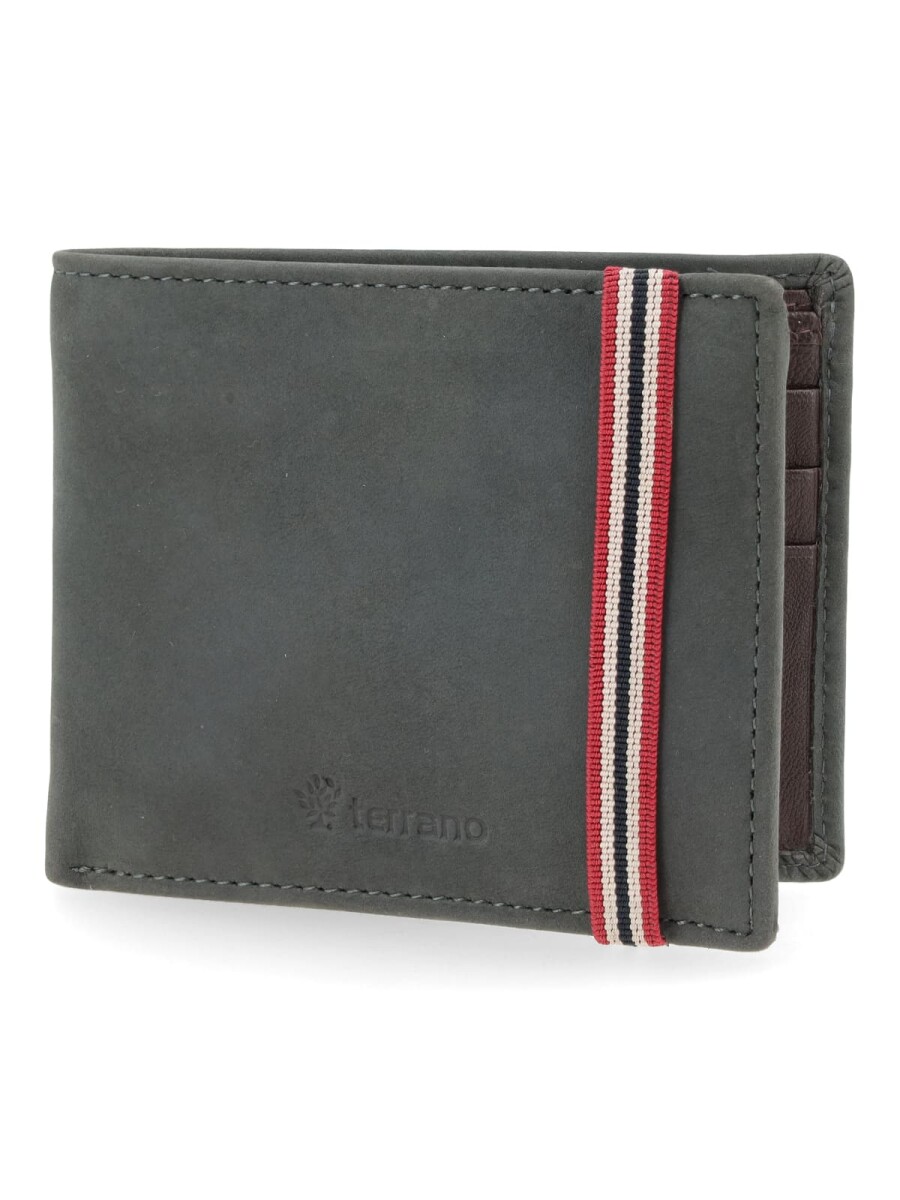 Billetera Cuero Nobuk con Elástico - Azul 