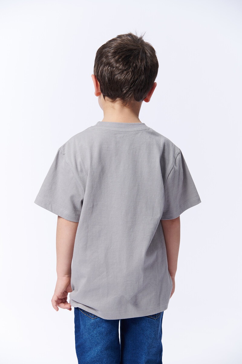 Remera Manga Corta Estampa Awesome Gris