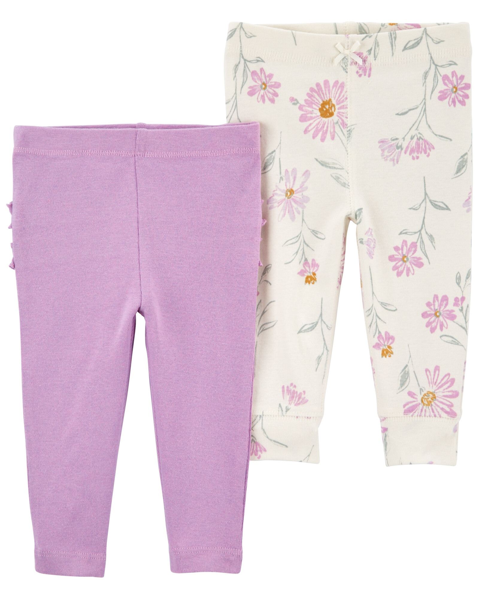 Pack dos pantalones de algodón, diseño floral Pack dos pantalones de algodón, diseño floral