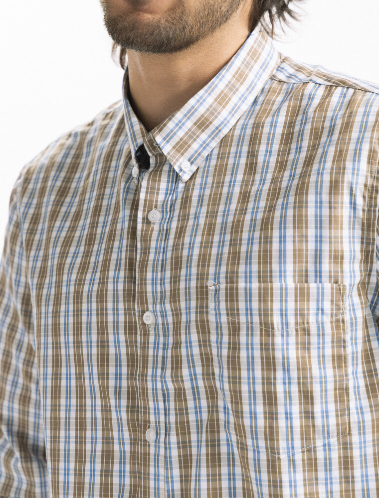 Camisa Cuadros Clasica C/Bolsillo Milan Tostado/ Fantasia 6